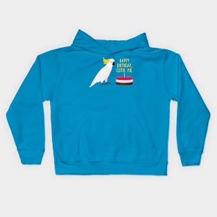 Happy birthday, cutie pie, cockatoo with cheesecake Kids Hoodie